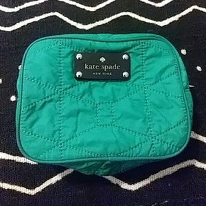 Kate Spade Green Quilted Cosmetic Bag